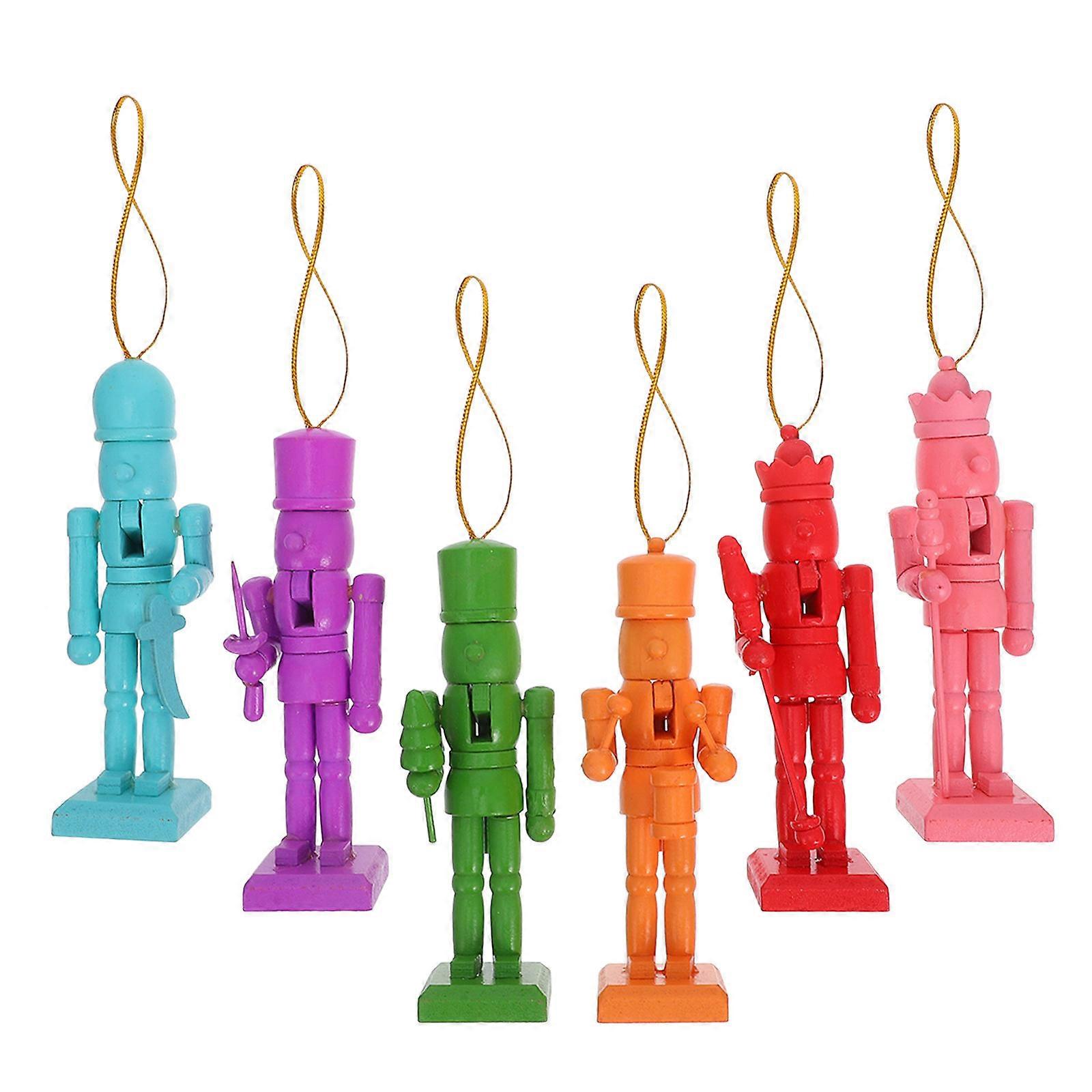 Wood Nutcracker Ornaments for Xmas Tree Hanging Decoration 12Pcs Set