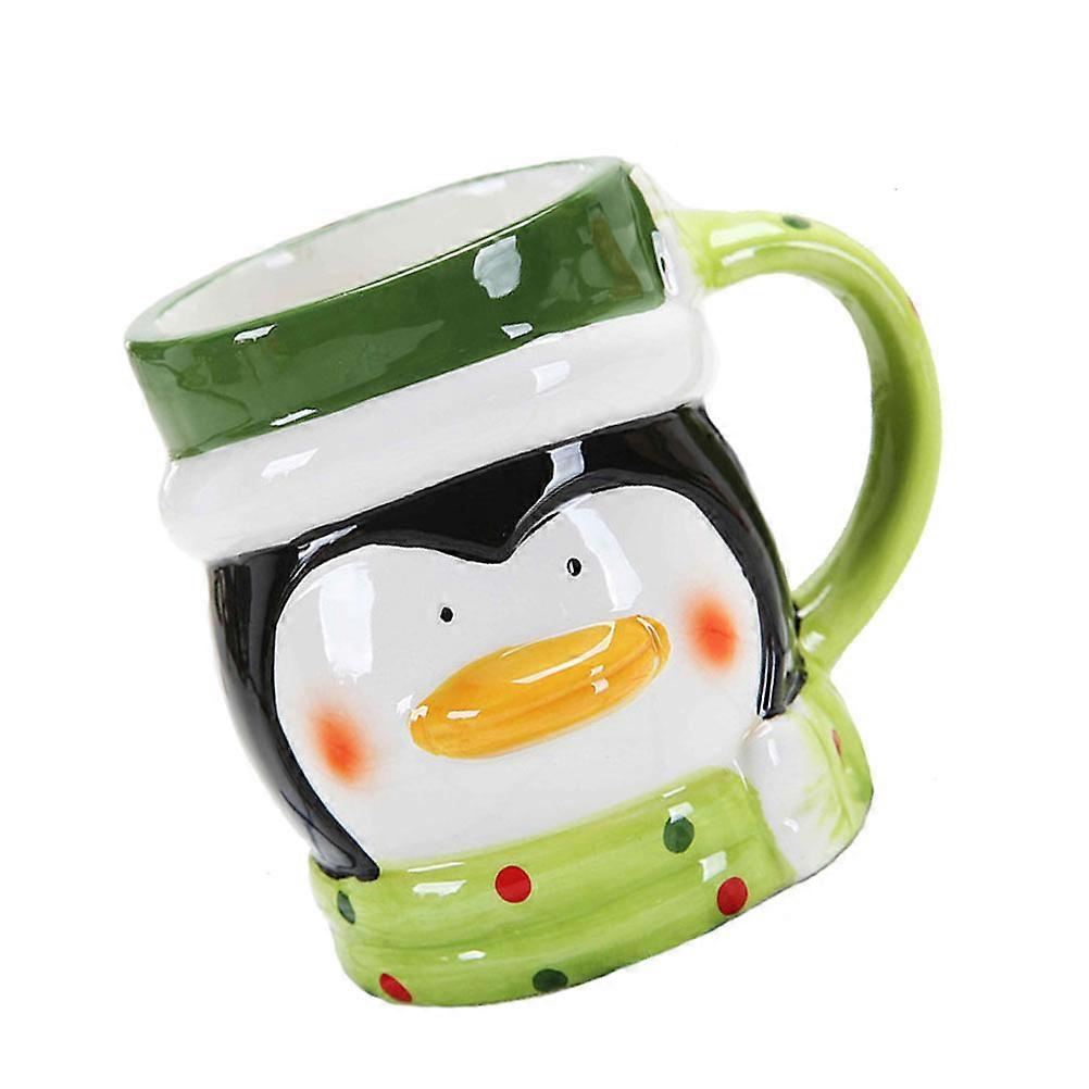 Penguin Ceramic Water Cup For Home Use In Green Color With Heat-resistant Feature 1Pcs