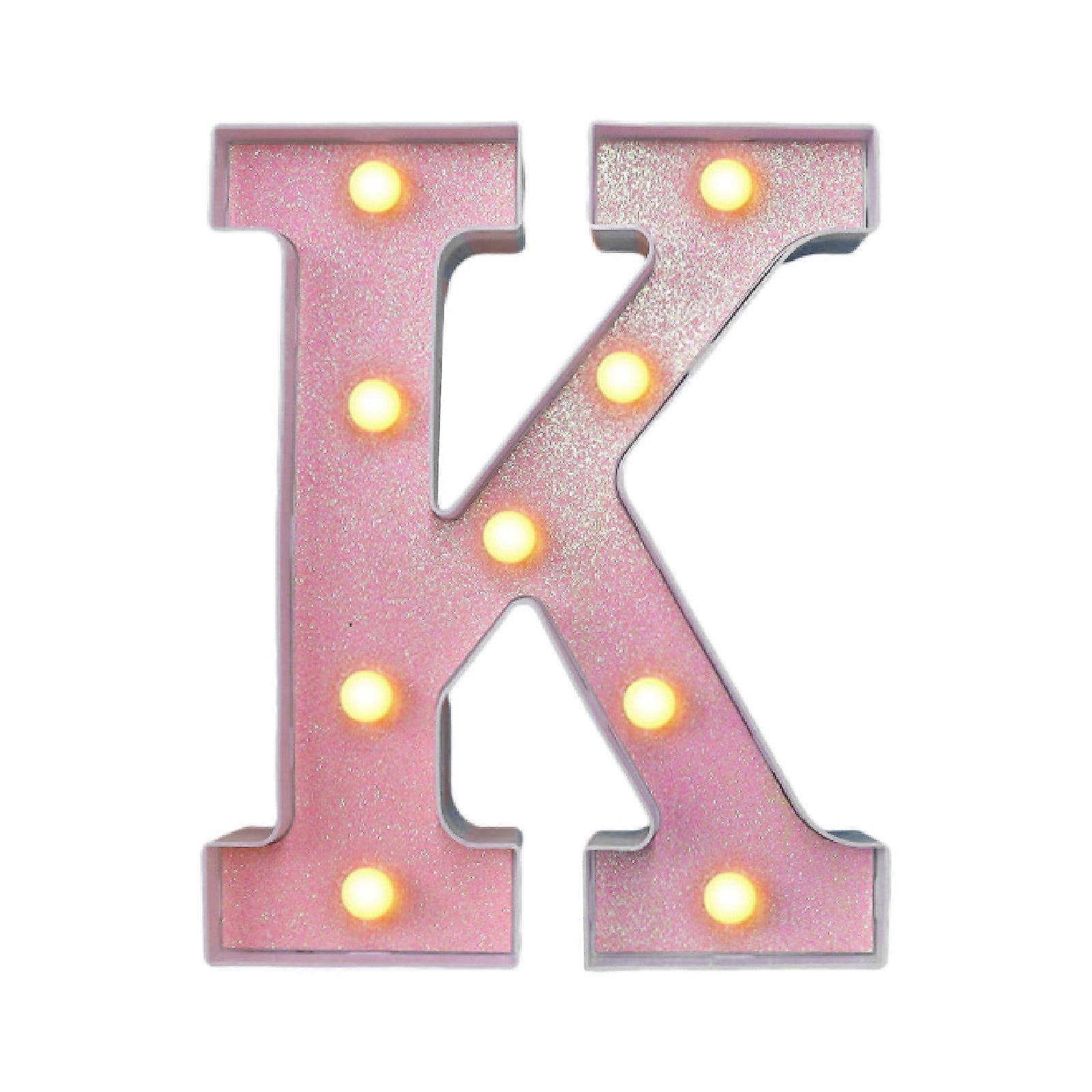 Led Light Up Letters,Marquee LED Letter Lights 26 Alphabet,Battery Powered Glitter Letters With Lights For Party,Table,Wall Decor,K/6.4"