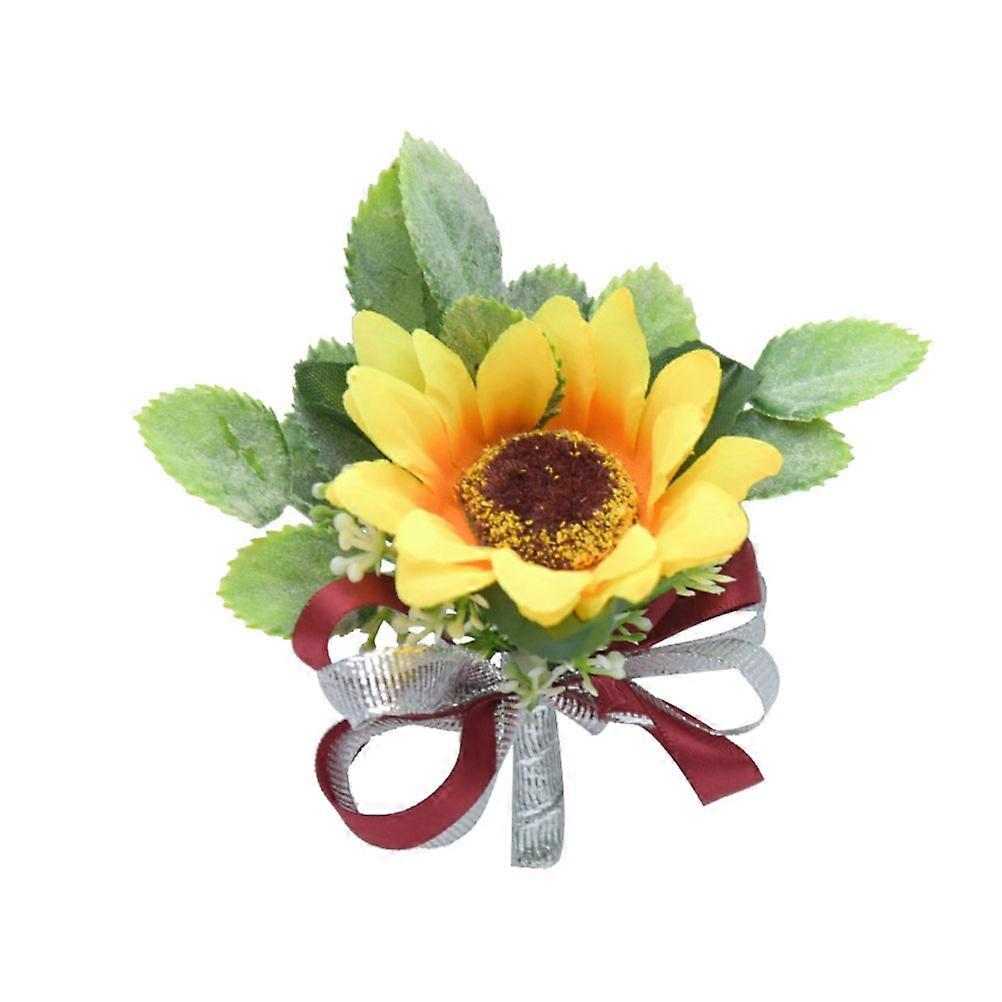 Bride Clothes Breastpins Simulation Sunflower Brooch for Decor 2Pcs