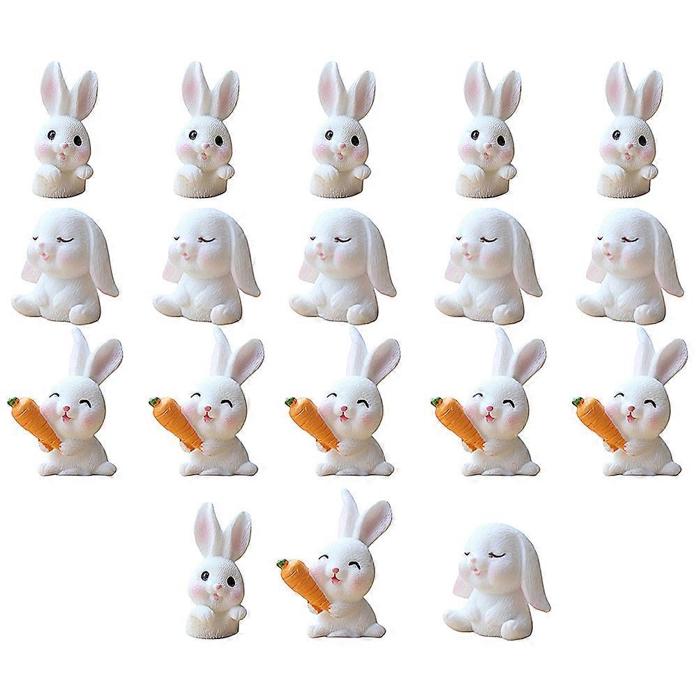 White Easter Party Decorative Rabbit Model for Micro Landscape 18Pcs Set