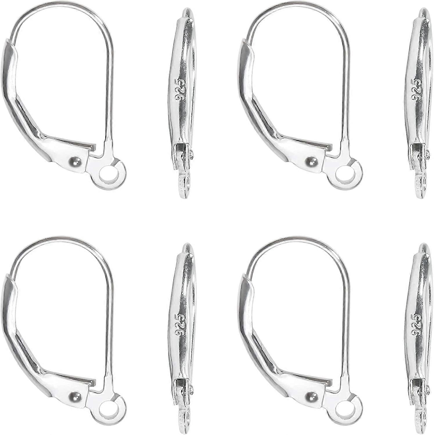 8Pcs 925 Sterling Silver Leverback French Earring Hooks for Women Jewelry Making