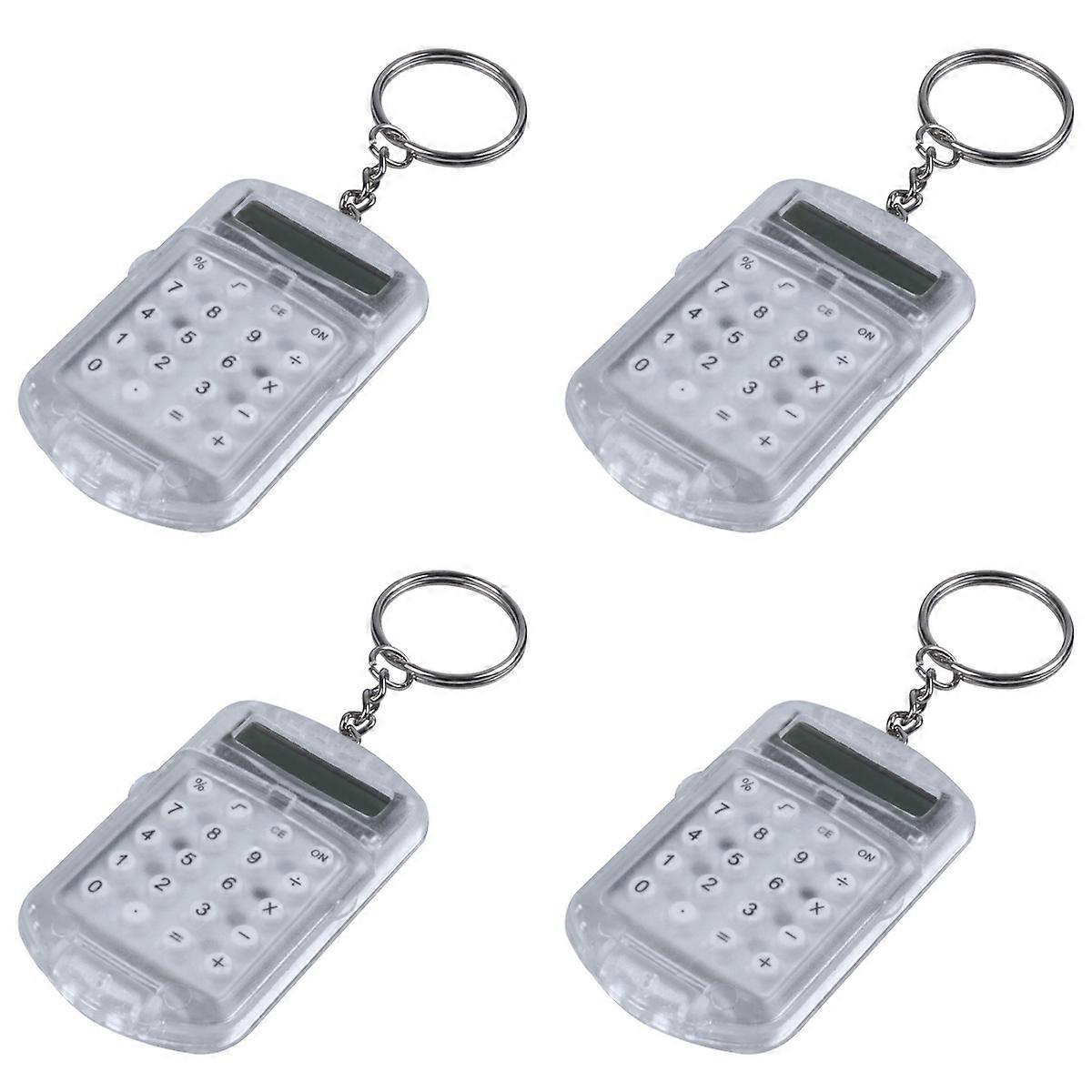 Clear Plastic Casing 8 Digits Electronic Mini Calculator w Keychain