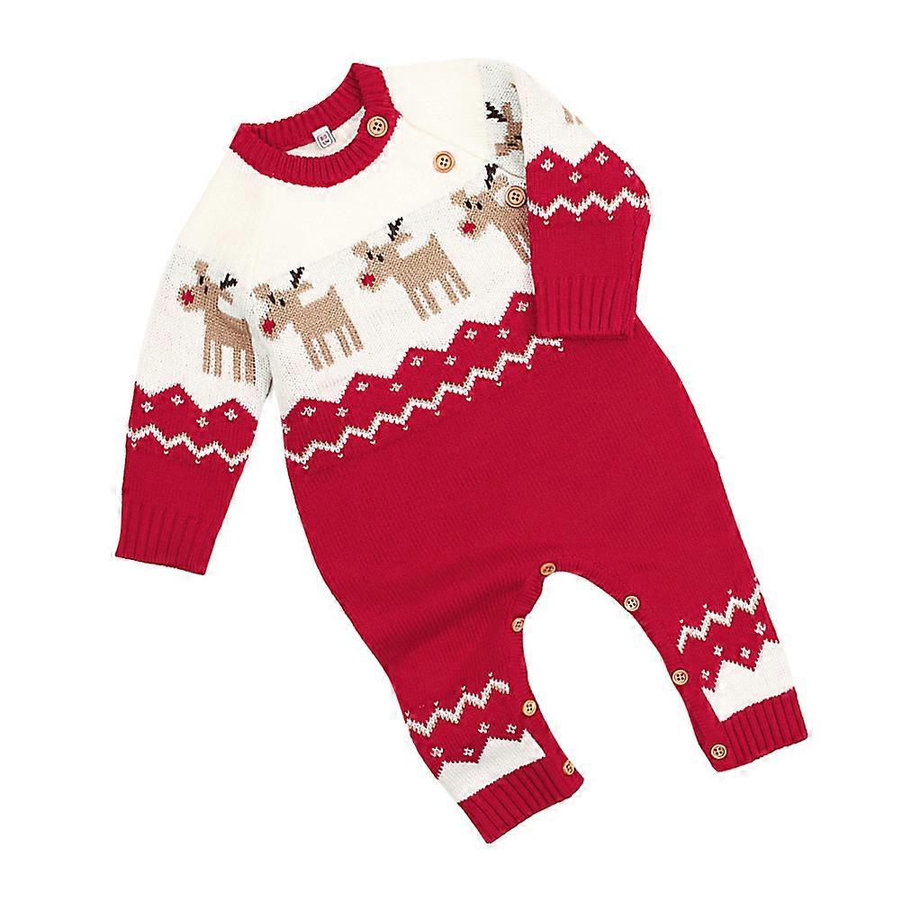Cartoon Reindeer Onesie for Children during Birthday Party in Red Designed to Keep Warm 1Set
