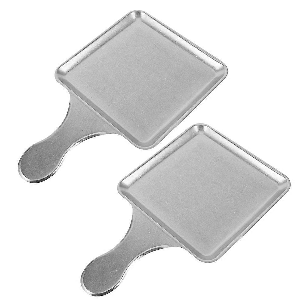 Square Metal Steak Plate with Handle for 4Pcs Bbq Food Serving
