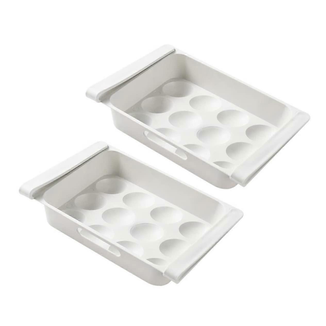 2pcs DrawerType Plastic Egg Containers For Refrigerator MultiGrid Egg Storage, Fridge And Freezer Organizer, Stackable