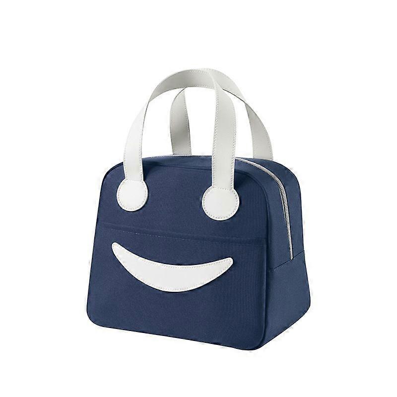 Betterlifefg-Lunch bag handle design large capacity load-bearing school cold storage office lunch bag (navy blue)