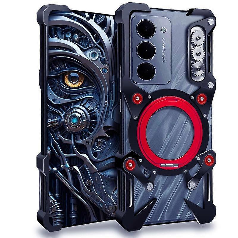 Rotating Bracket Hollow Metal Phone Case with Lanyard