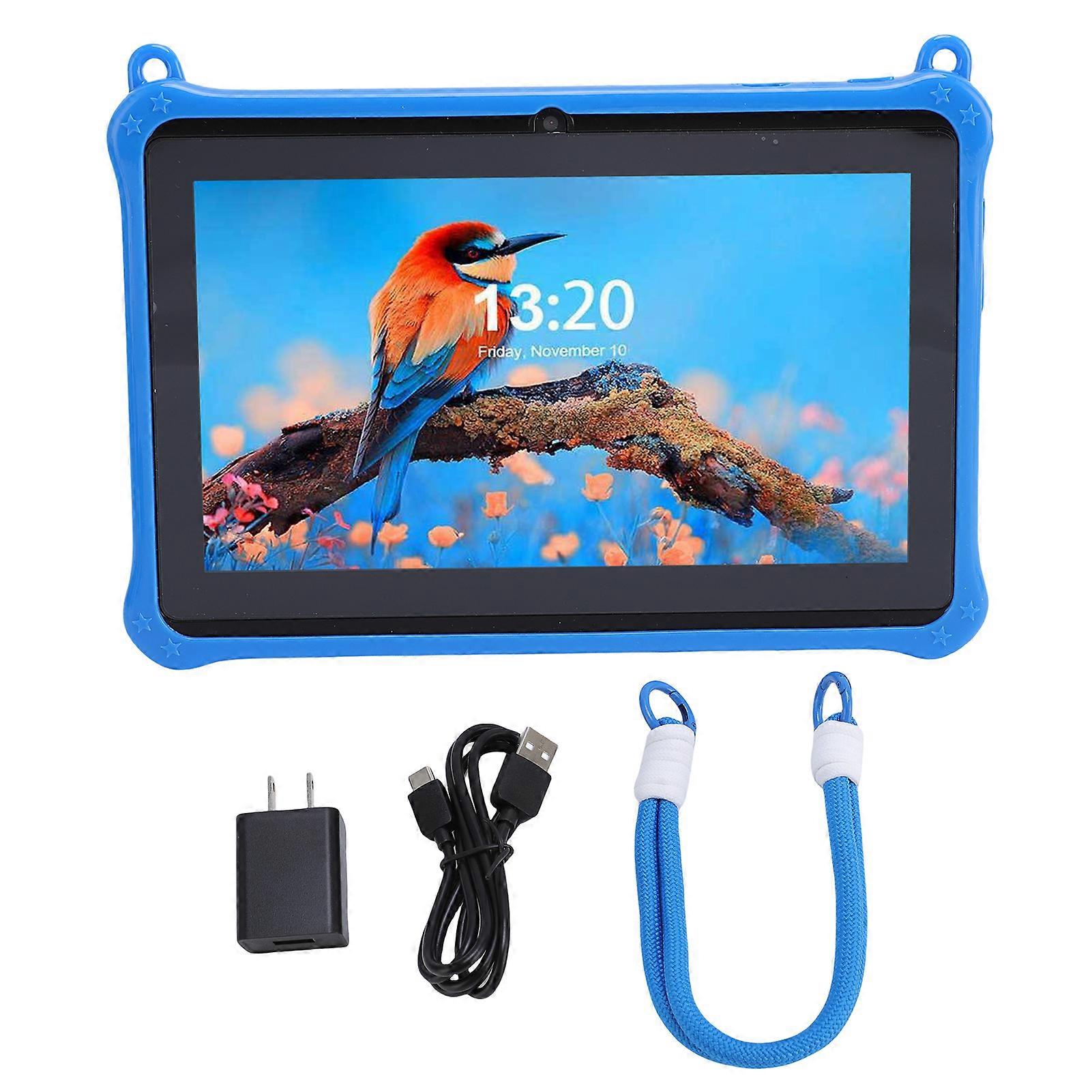 7 Inch Kids Tablet with Silicone Case 32GB Android 13 Double Camera Educational Apps Blue