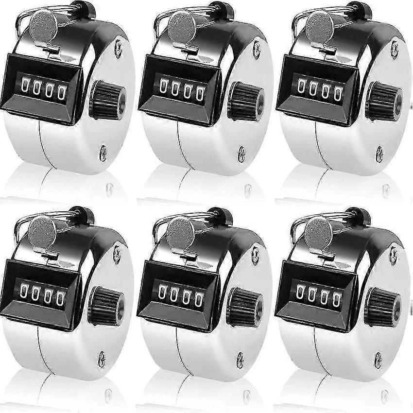 Hand Tally Counter 4-Digit Lap Clicker with Metal Finger Ring Holder 6 Pack