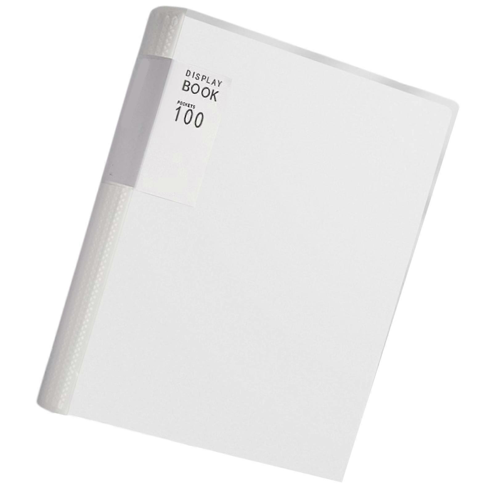 100 Pocket File Display Folder Letter Size Presentation Display Book Water Resistant Documents Organiser for Office Sue  White