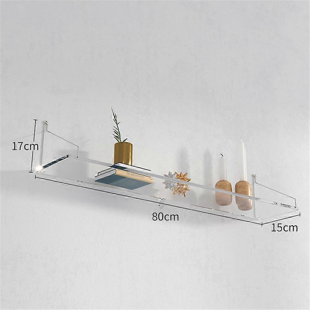 80 x 15cm Wall Mounted Floating Shelf Transparent Acrylic Bookshelf Display Rack for Living Room