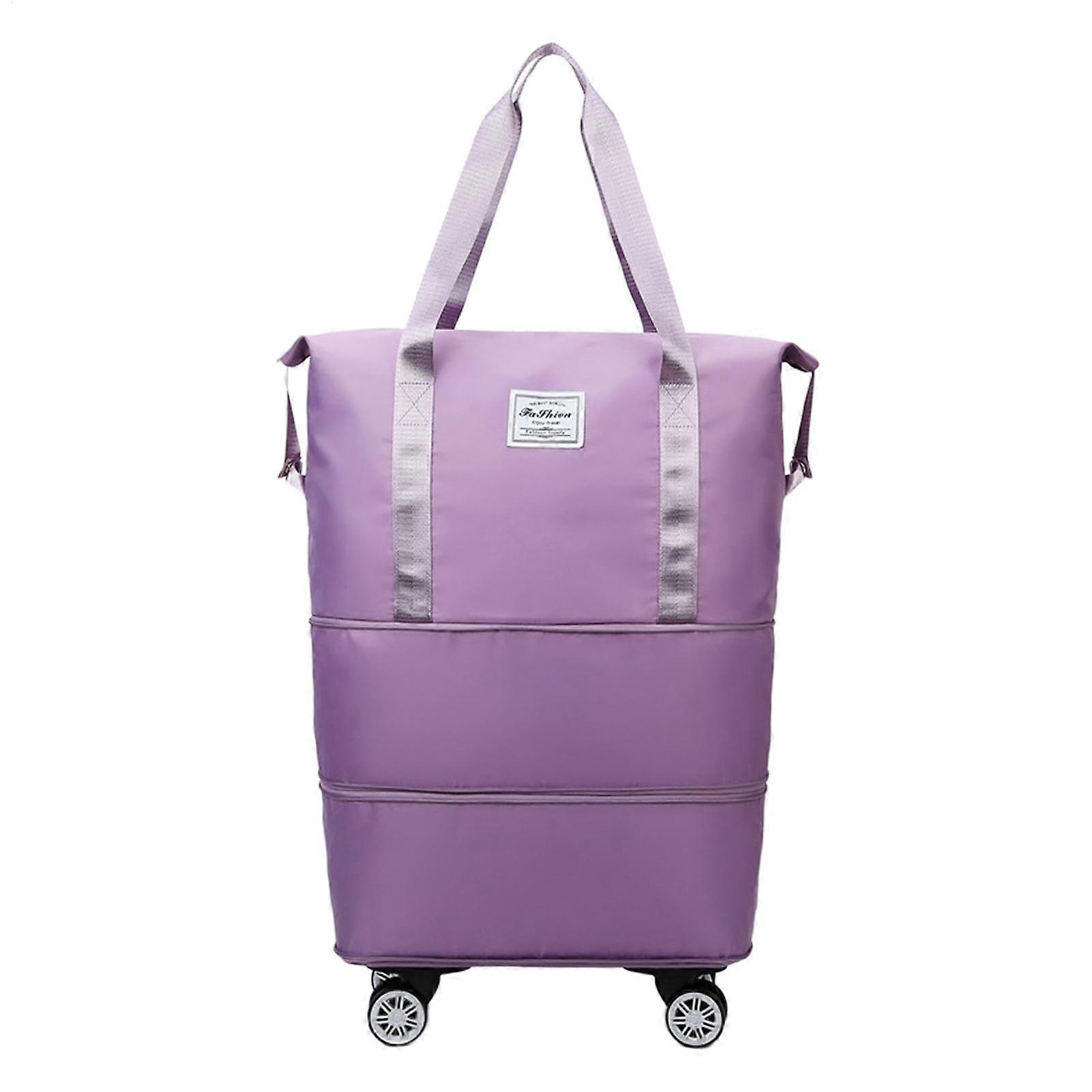 Rolling Duffel Bag With Wheels Large Expandable Travel Duffle Removable Luggage Bag Foldable Suitcase Purple Violet