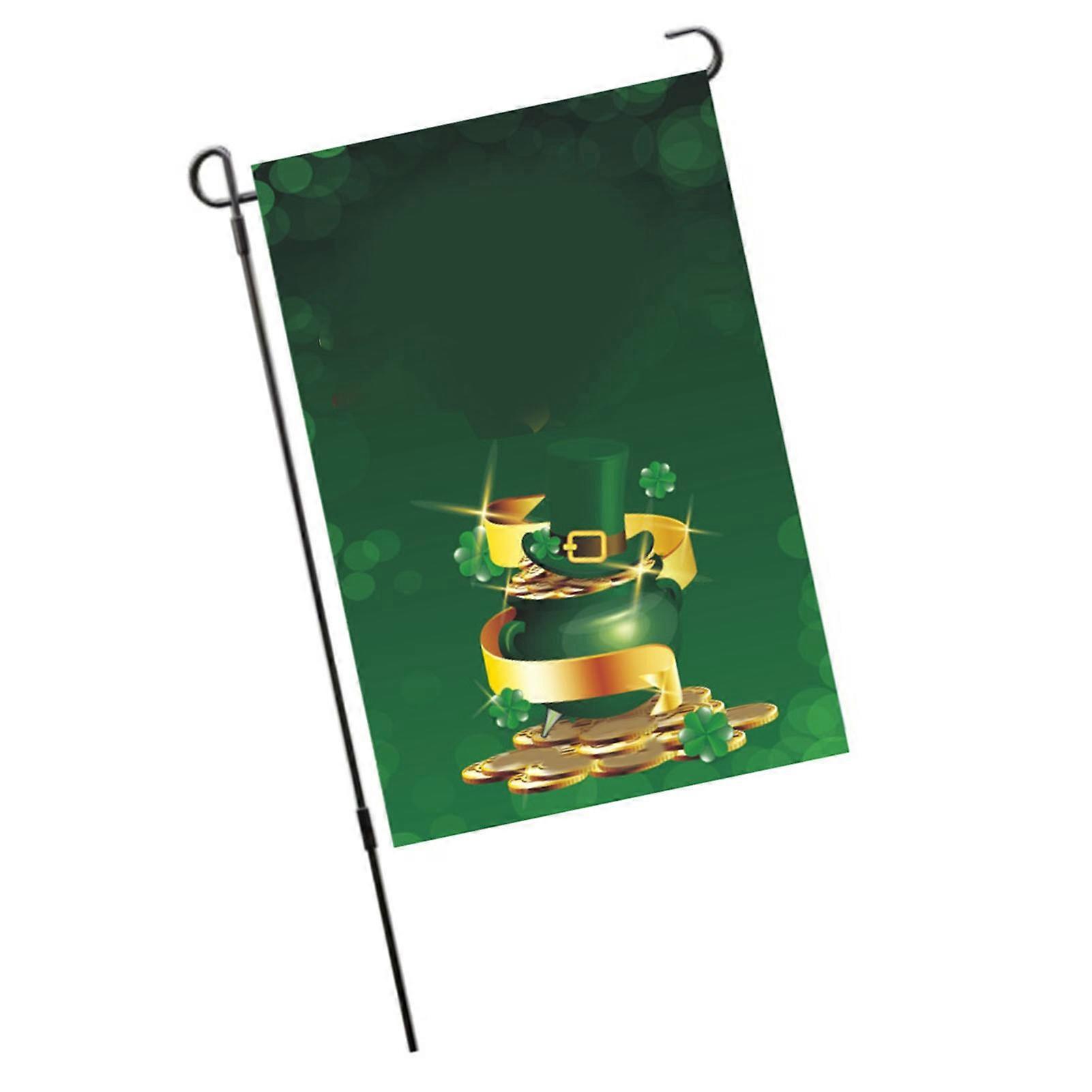 Garden Flag Double Sided Clover Machine Washable Polyester Fiber St Patrick's Flag for Yard Party S39