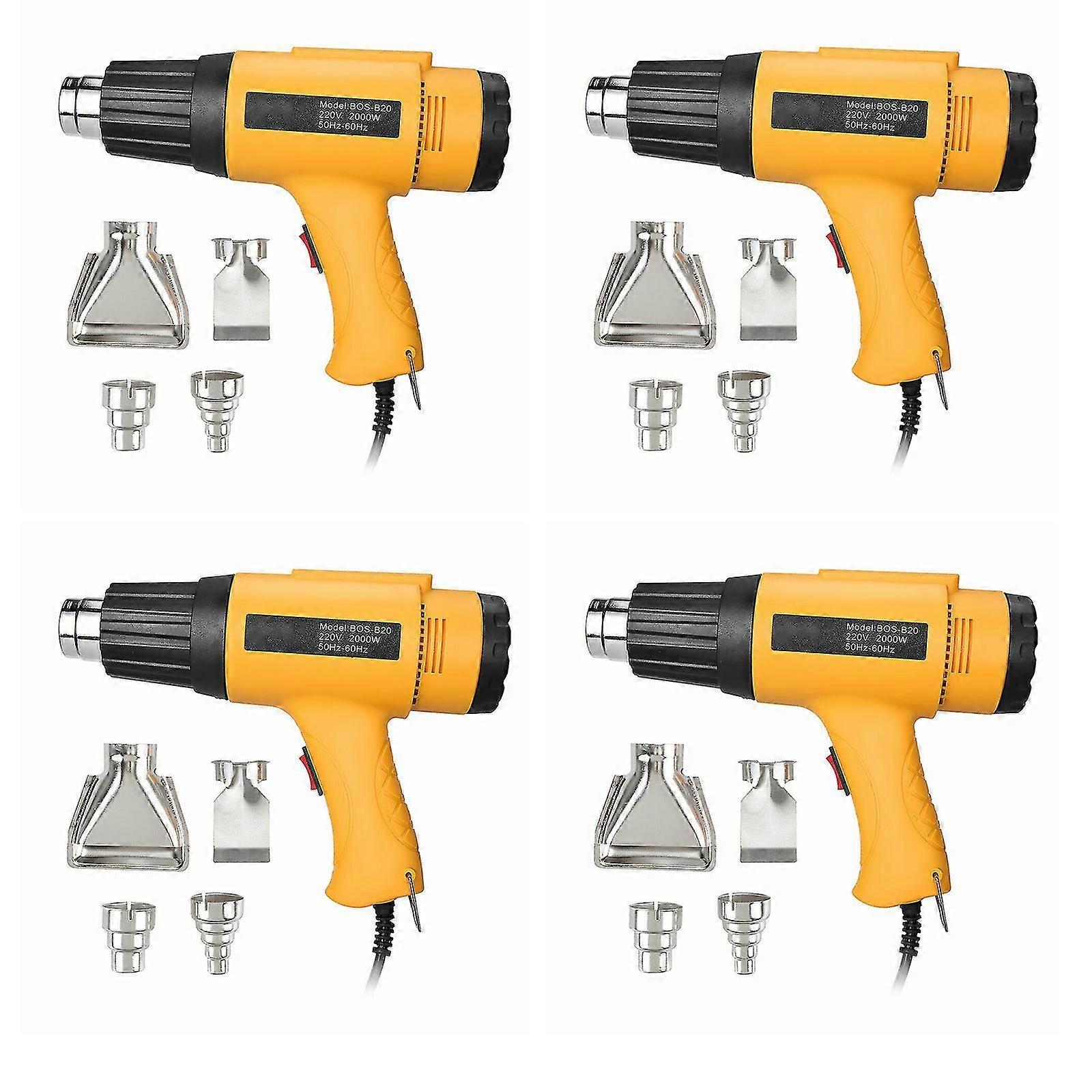 2000w Electric Heat Gun, Adjustable Temperature with 4 Nozzles, Heating Tool
