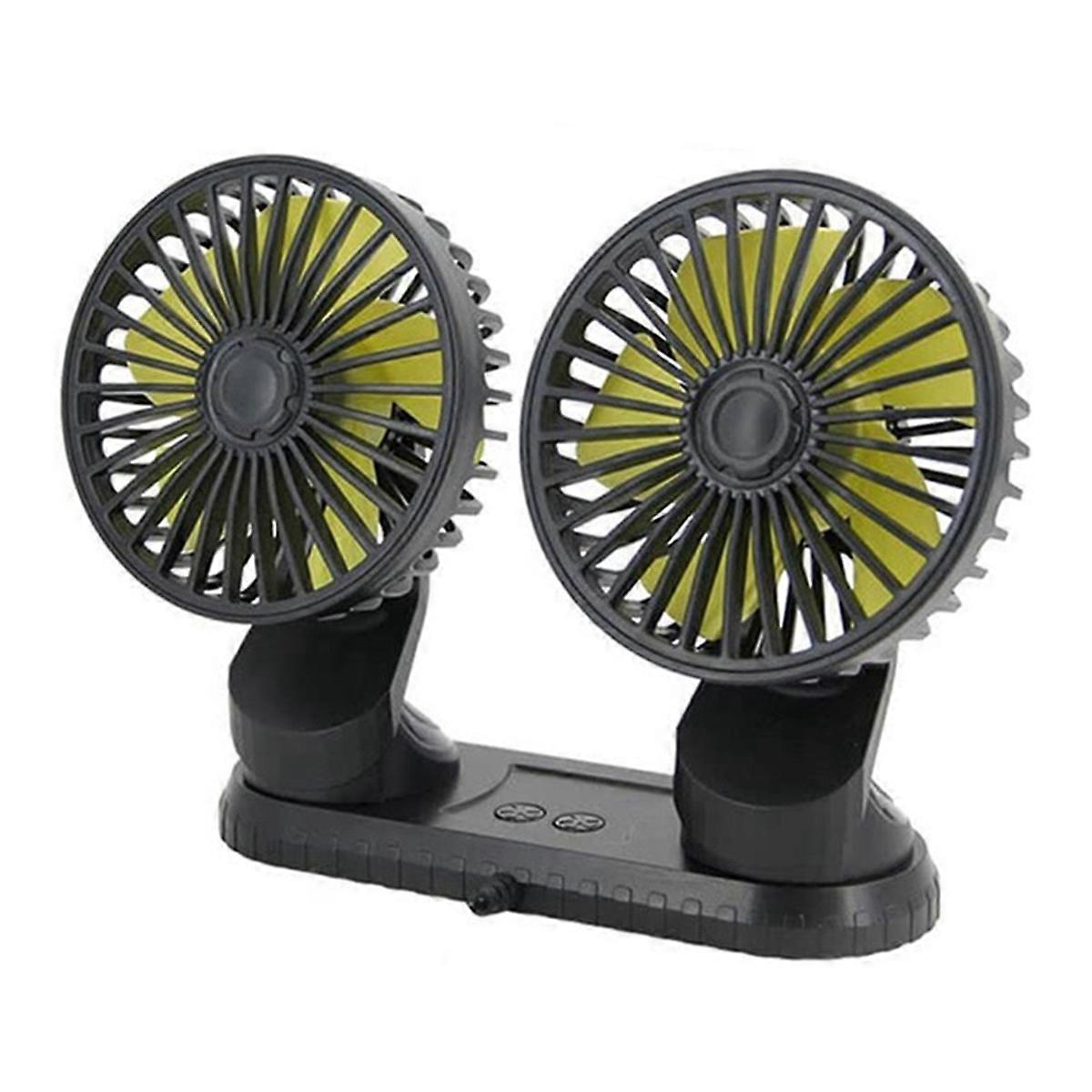 Universal Car Fan Adjustable Dual Head Fan USB Powered 3-Speed Adjustable Fan Car Dashboard Cooling Air USB Fan