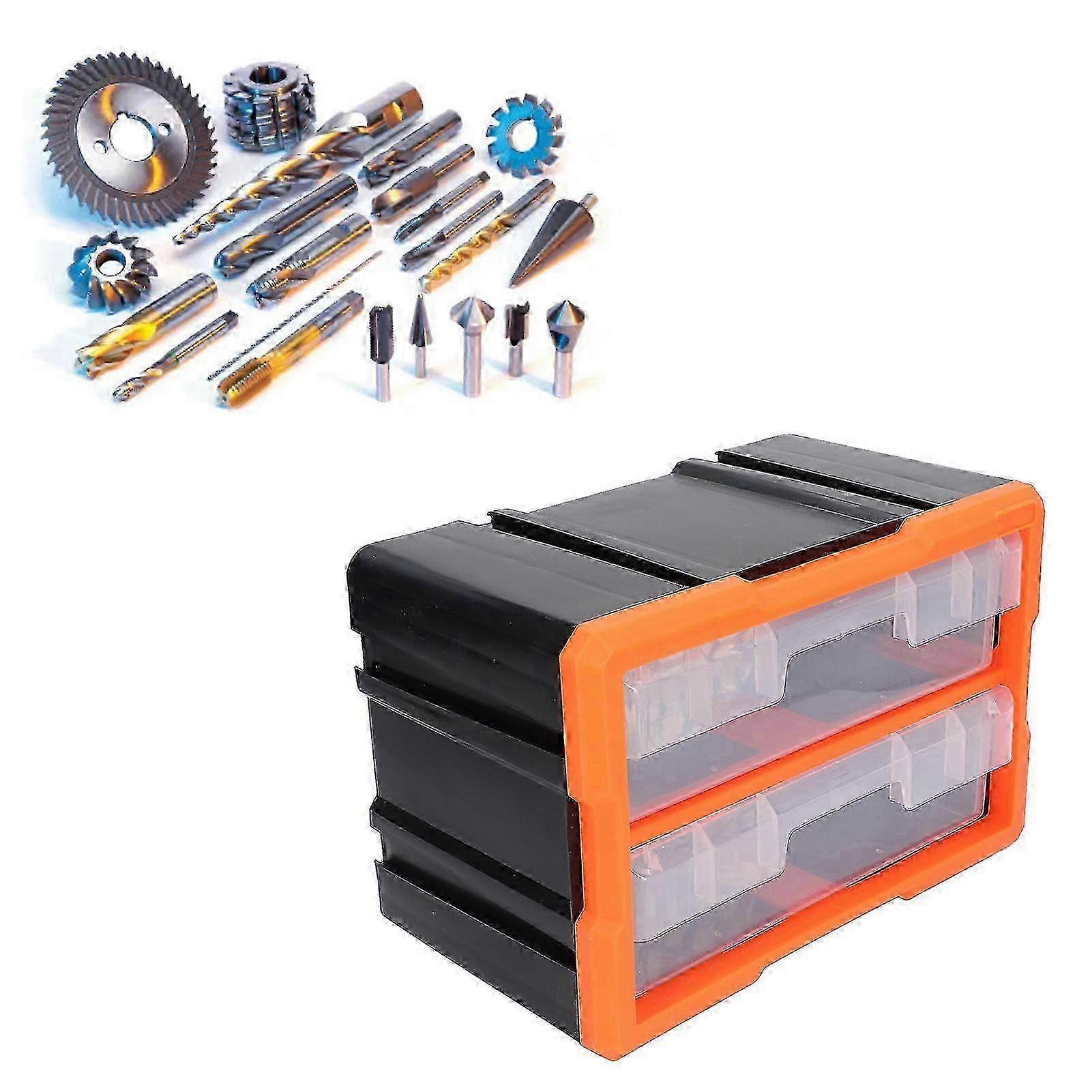 Hardware Box Organizer 2 Drawers Toolbox Large Capacity Screw Components Storage Case