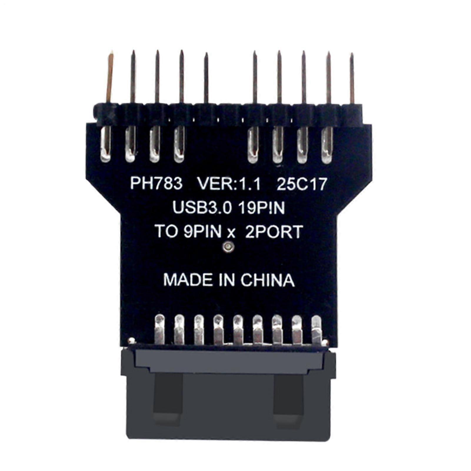 USB 3.0 19 Pin to Dual 9 Pin USB 2.0 Motherboard Header Adapter for PC Fan Speed Monitoring