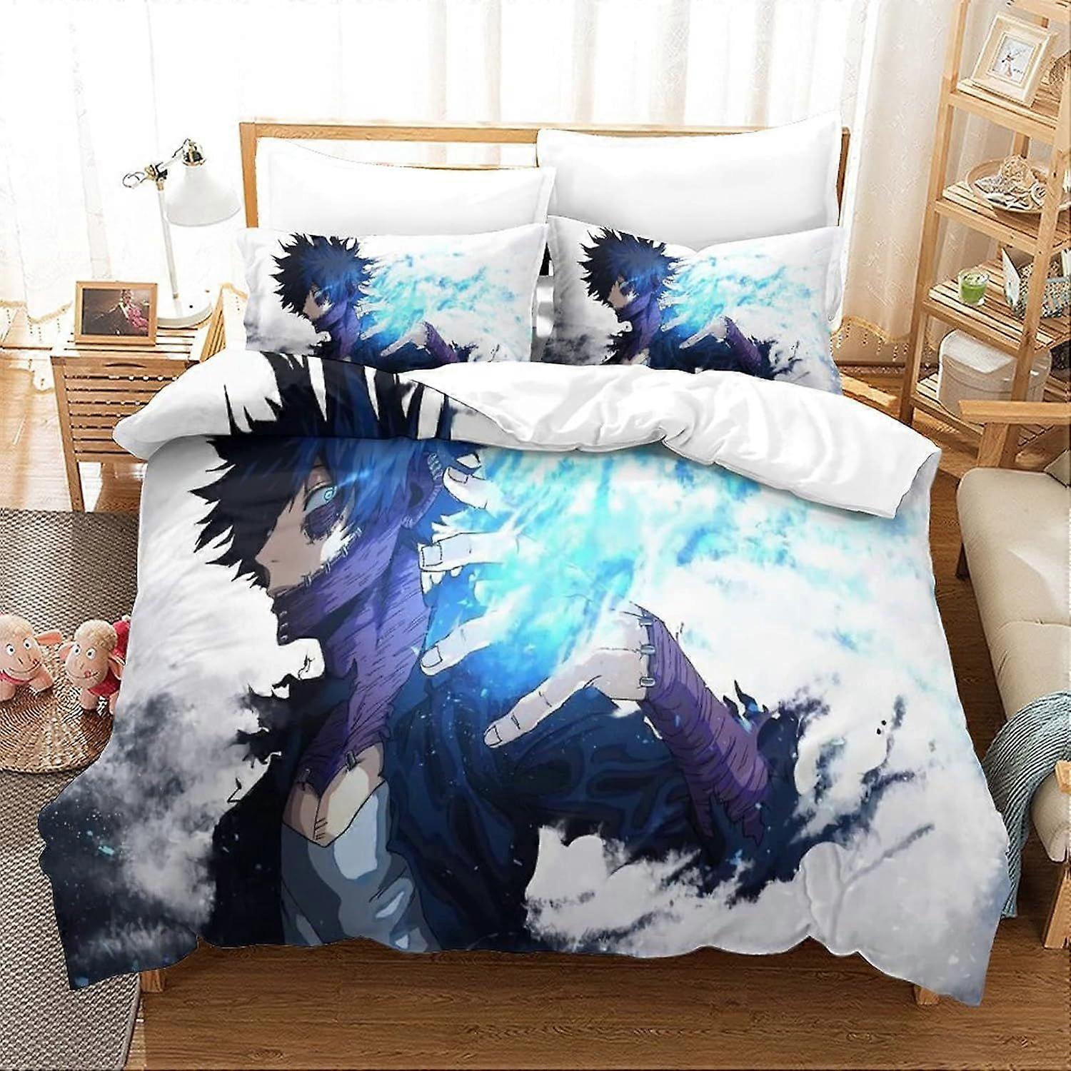 My Hero Academia Rinted Roupa de cama dos desenhos animados Home Textile Boy Duvet Cover com fecho com zíper Capa macia de colcha de microfibra Meninos e meninas Rei