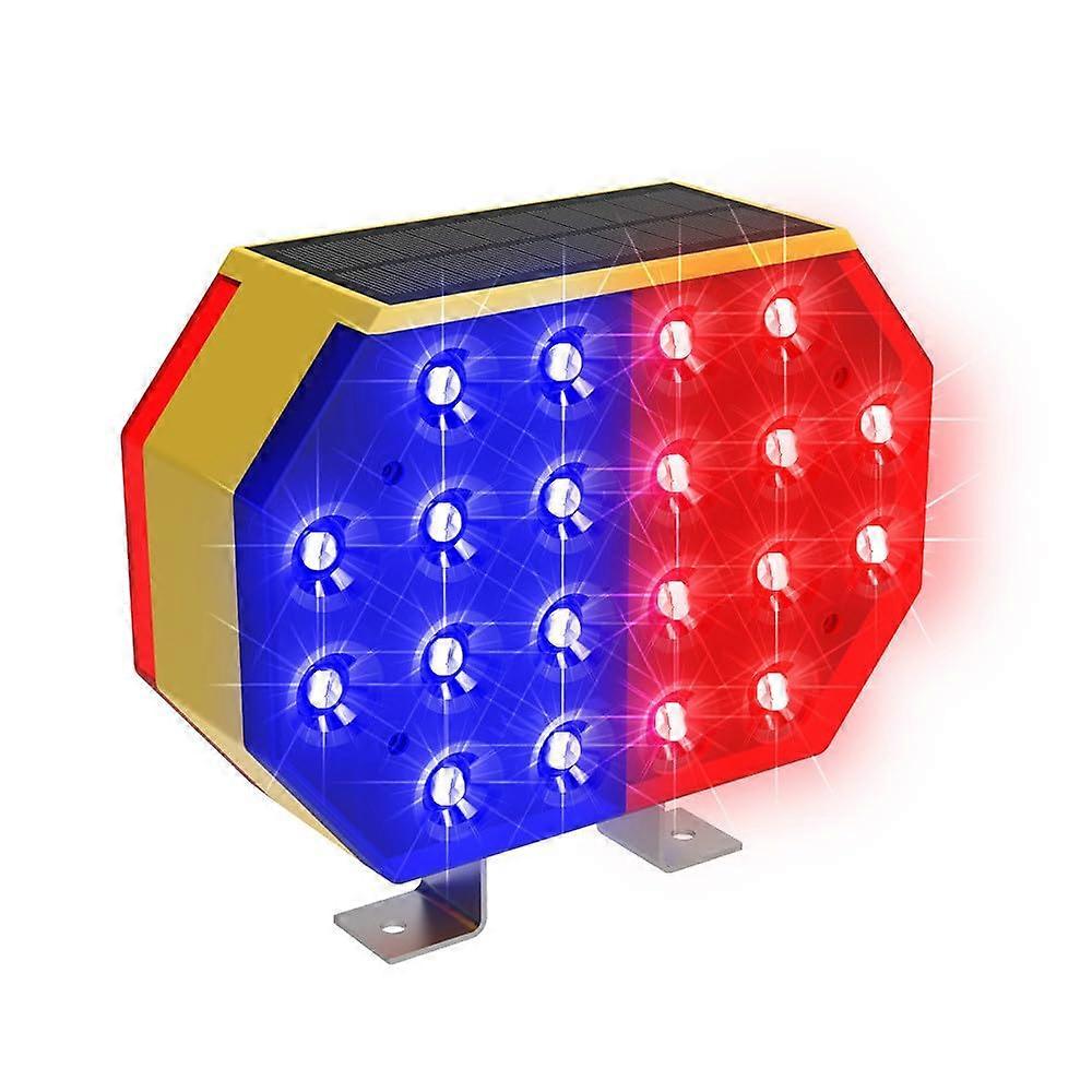 Solar Strobe Warning Light Red Blue LED Waterproof Double Side Traffic Signal for Road Safety