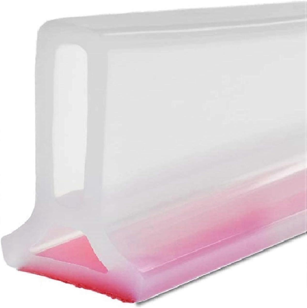 Collapsible Silicone Shower Threshold Water Dam Barrier for Wet and Dry Separation, Transparent 100cm