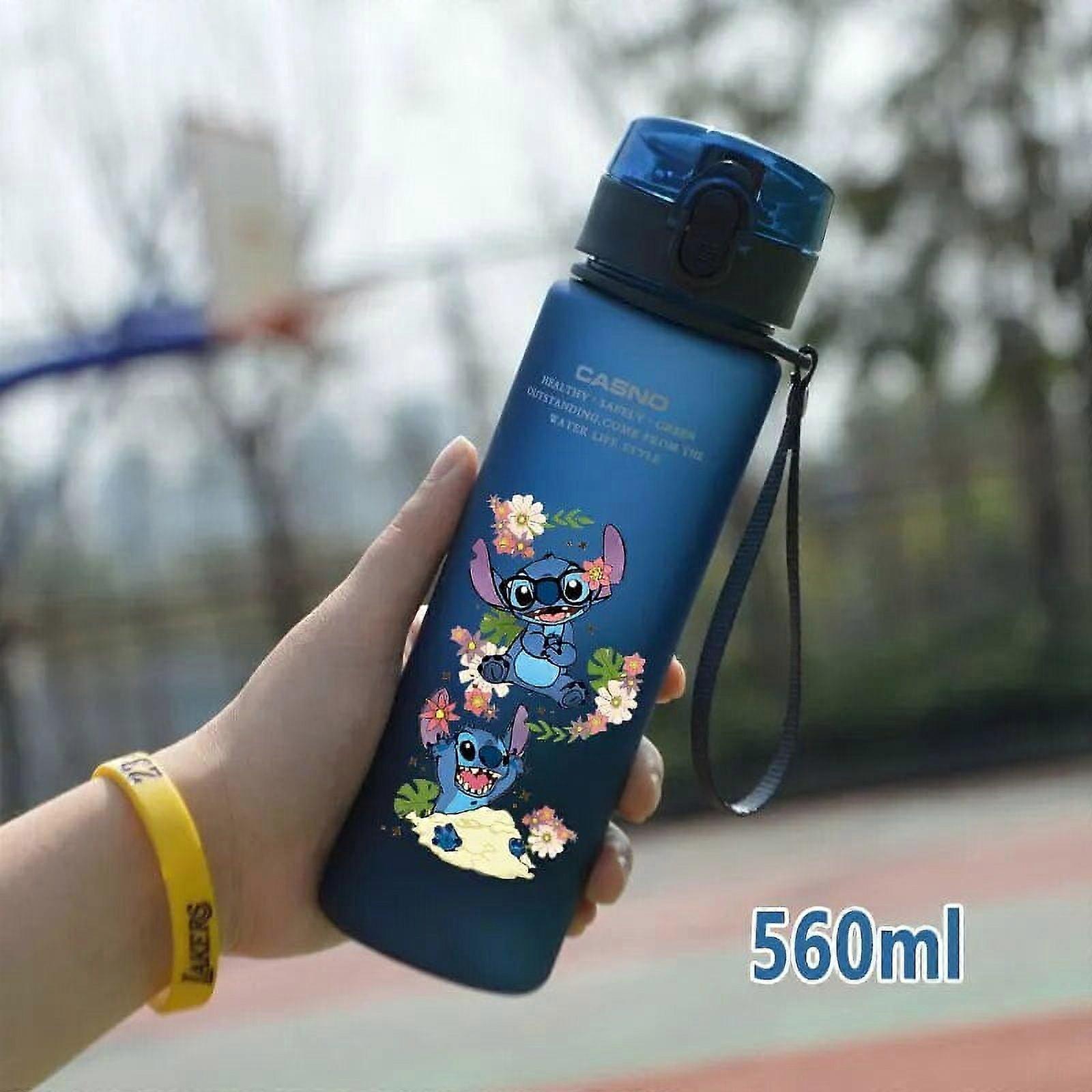 Lilo&Stitch 560/600/400ML Water Cup Children Portable Plastic Transparent Straw Stitch Outdoor Large Capacity Sport Water Bottle L-2