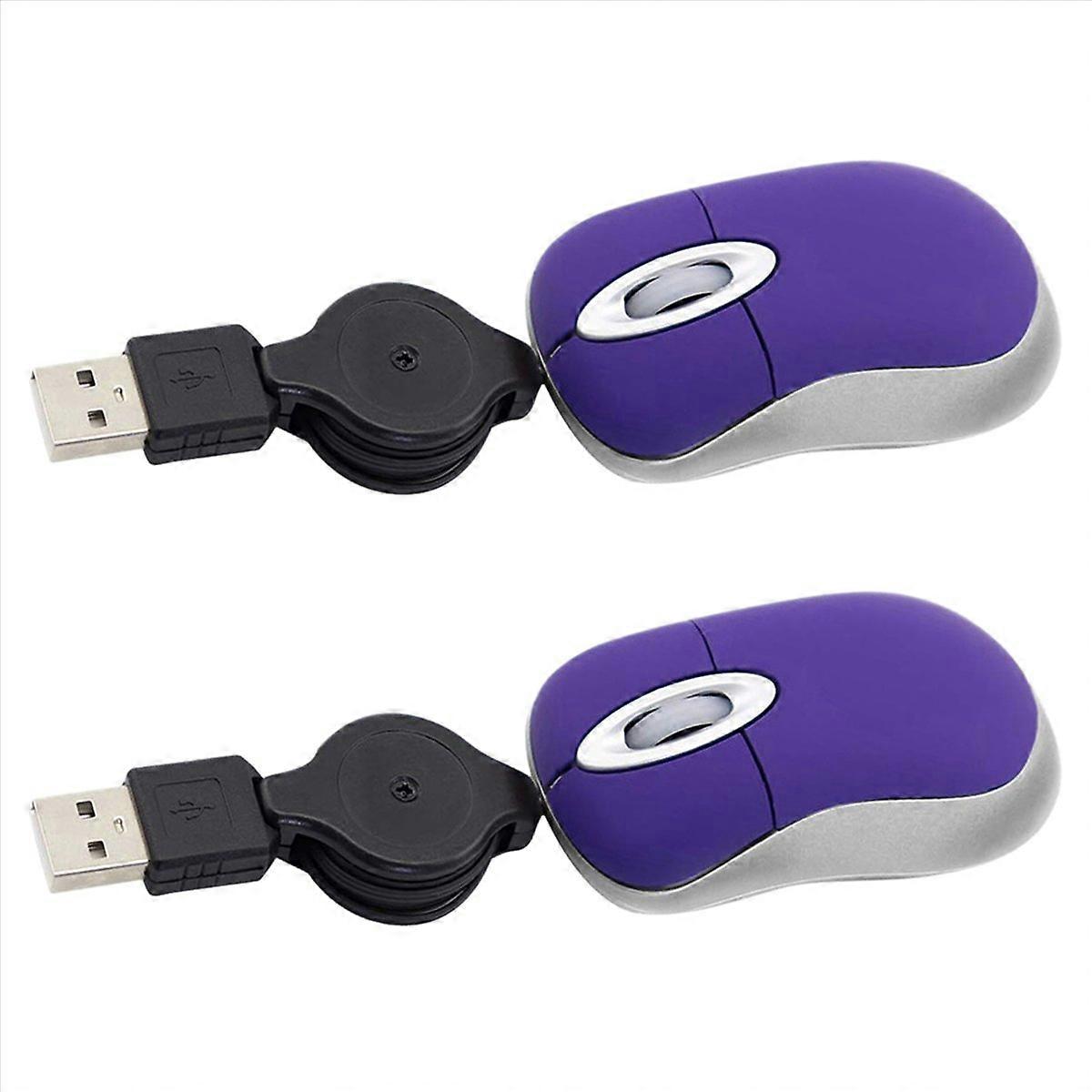 2X Mini USB Wired Mouse Retractable Tiny Small Mouse 1600 DPI Optical Compact Travel Mice for 98 200