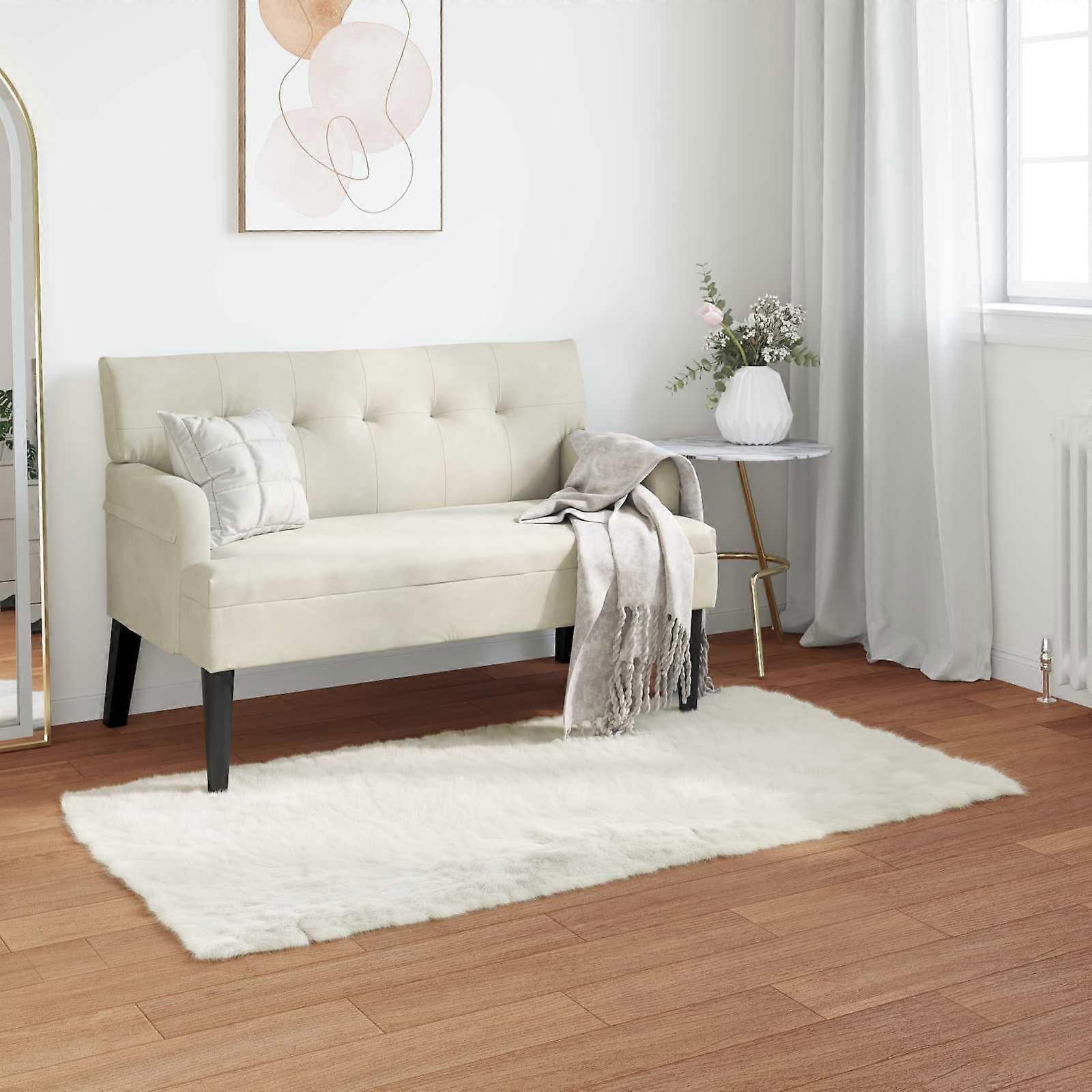 Kunstschaffell Teppich Tafalla Weiß 60 x 110 cm Polyester