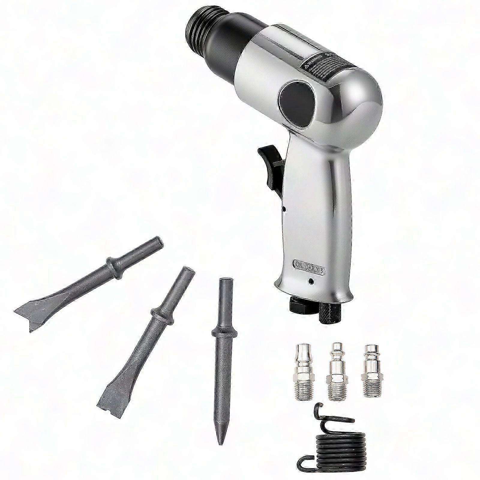 4500BPM Air Hammer with 40mm Stroke, 4PCS Round Shank Chisels, Lightweight Compact Pneumatic Chisel Tool