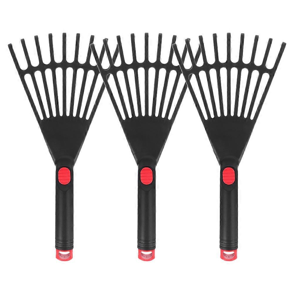 Leaf Rake Plastic Gardening Rake for Garden Use 3Pcs Durable Black Tool