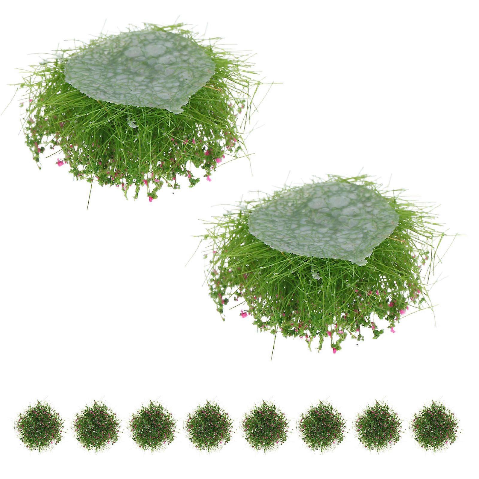 Rosy Artificial Grass Clusters for Model Train Outdoor Decor 10Pcs Set