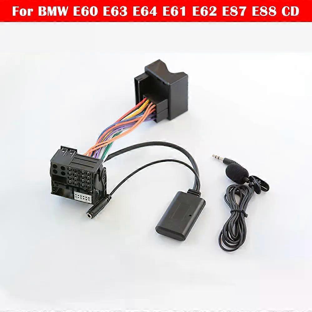 Bluetooth 50 Audio AUX Cable Big Plug Adapter 12pin Handsfree Microphone For BMW E60 E63 E64 E61 E62 E87 E88 CD