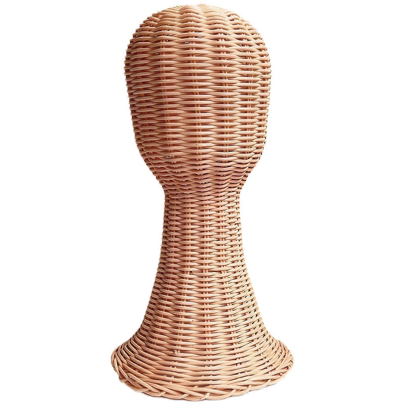 Rattan Hat Stand with Head Shape Design, Boho Woven Hat Display Rack for Home and Boutique Style B