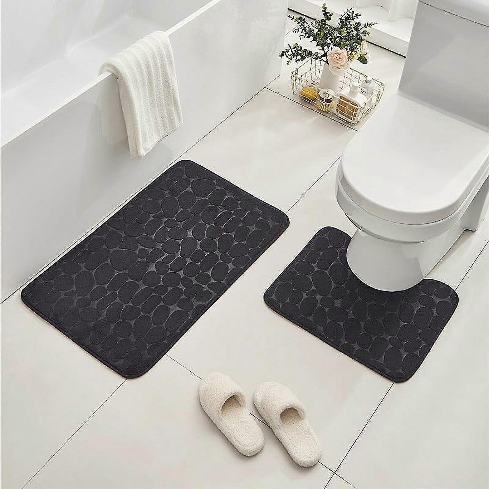 FloHua Christmas Clearance Bathroom Rug Set of 2, Memory Foam Bath & Toilet Mat, Soft Absorbent Non-Slip, Machine Washable