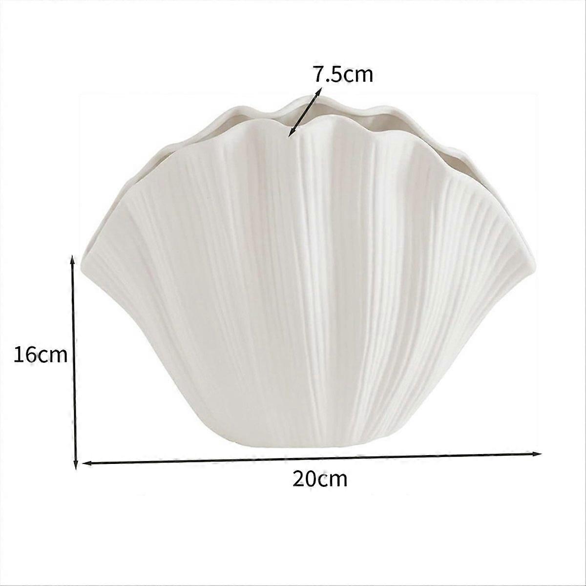 Shell Shaped Ceramic Vase Home Decor Tableware Flower Arrangement, A