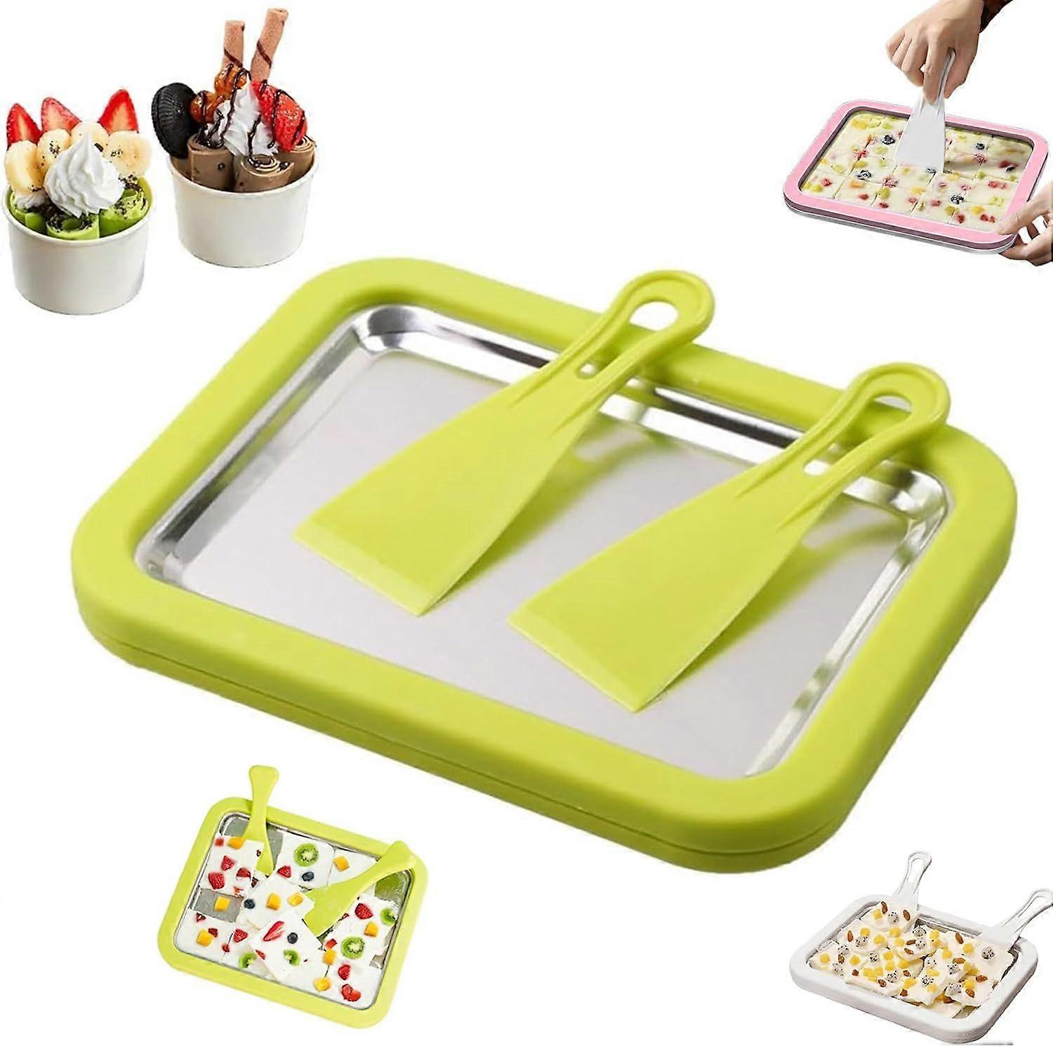 At Home Rolled Ice Cream Maker, 2025 Upgrade Portable Rolled Ice Cream Kit, Food-Grade Stainless Steel Ice Cream Tray with 2 Scrapers, Easy DIY Ice Cr