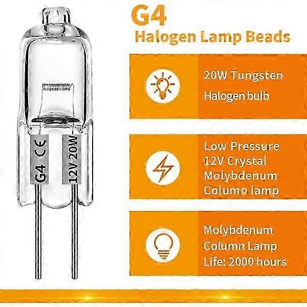 G4 halogenlamper 10W 12V - Varmhvit - 20-pakning
