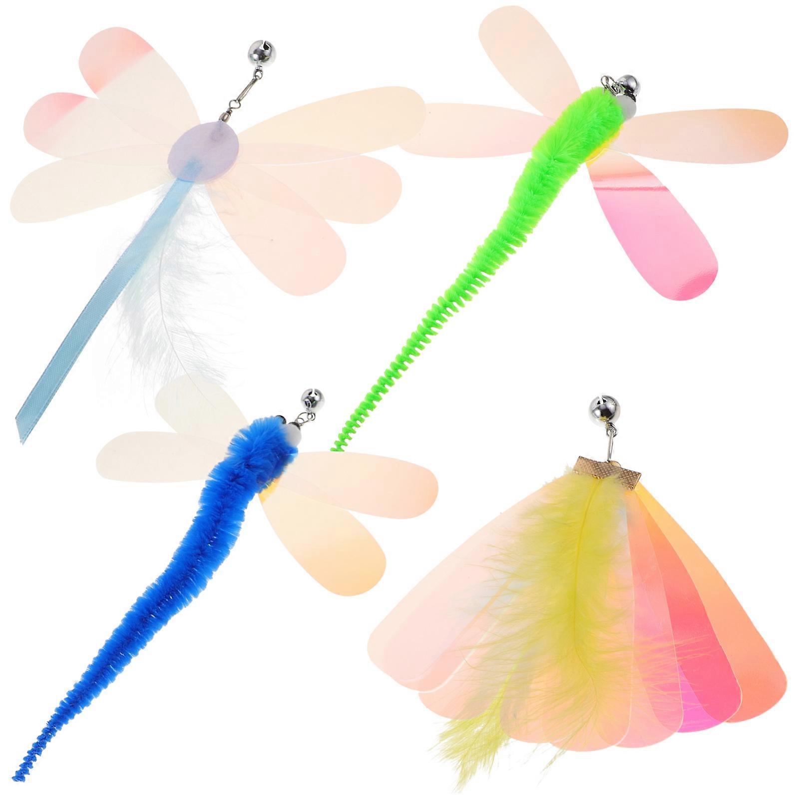 Interactive Cat Toy Attachments Outdoor Playtime Plush Material Dragonfly Shape Exercise 8Pcs