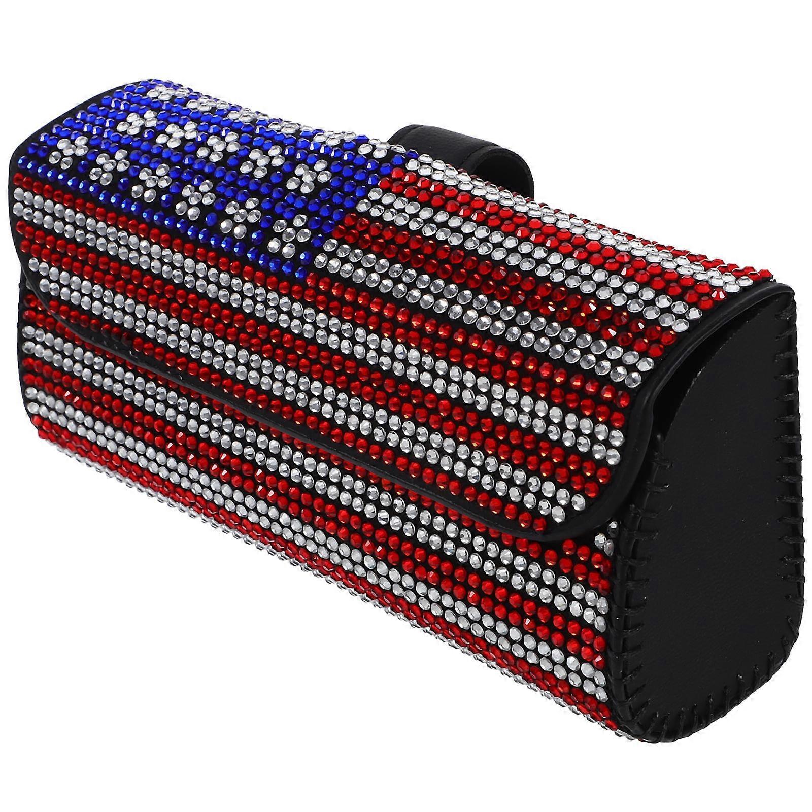 2Pcs Car Visor Glasses Holder With American Flag Pattern Convenient For Travel Rectangular Shape Featuring Easy Installation