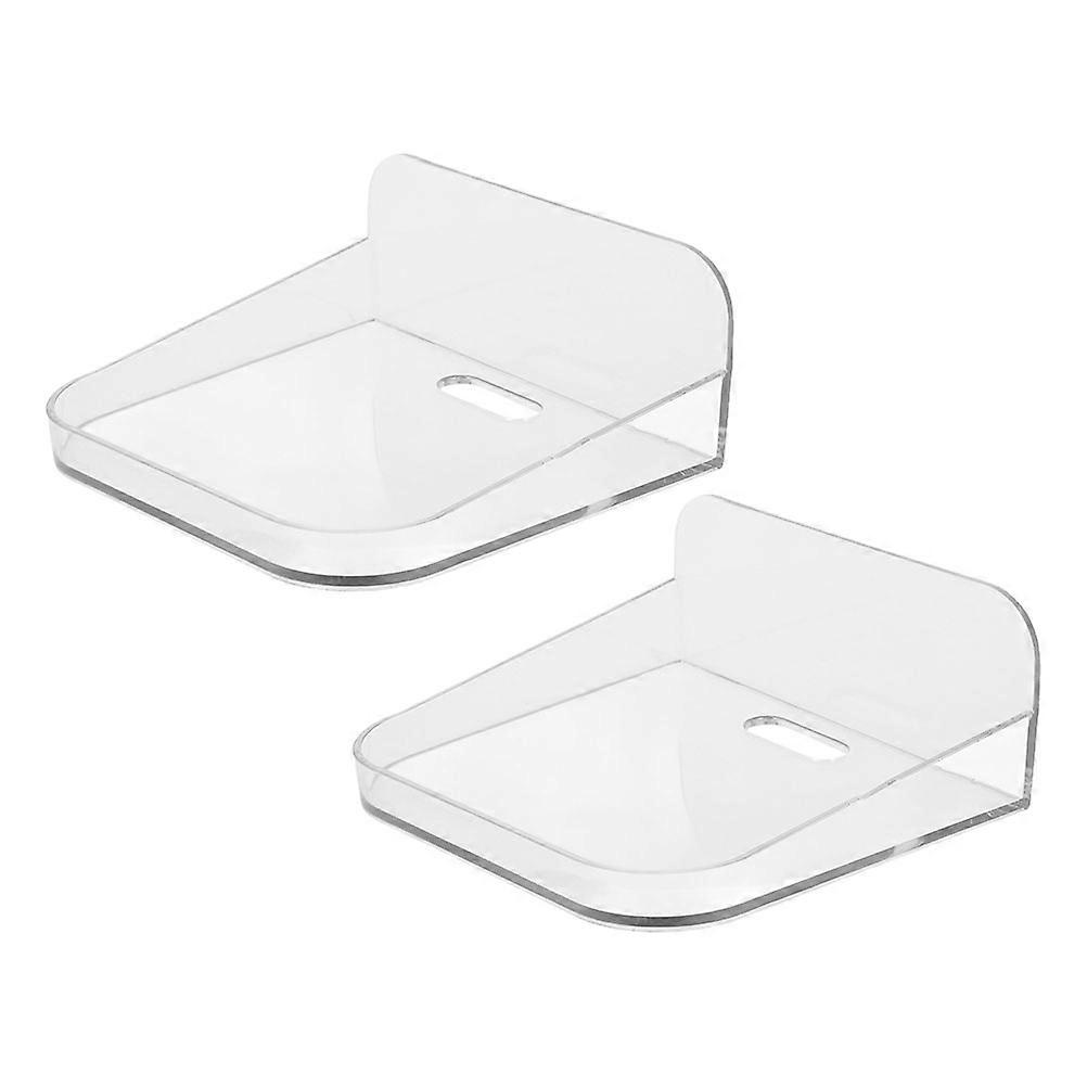 No-Drill Wall Mount Bracket with 2Pcs Transparent Shelves