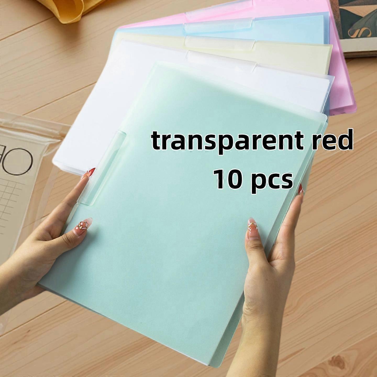 10Pcs A4 Single-Ring Binder with Side-Opening Buckle, Pp Transparent Document File Report Folder, Rotating Type