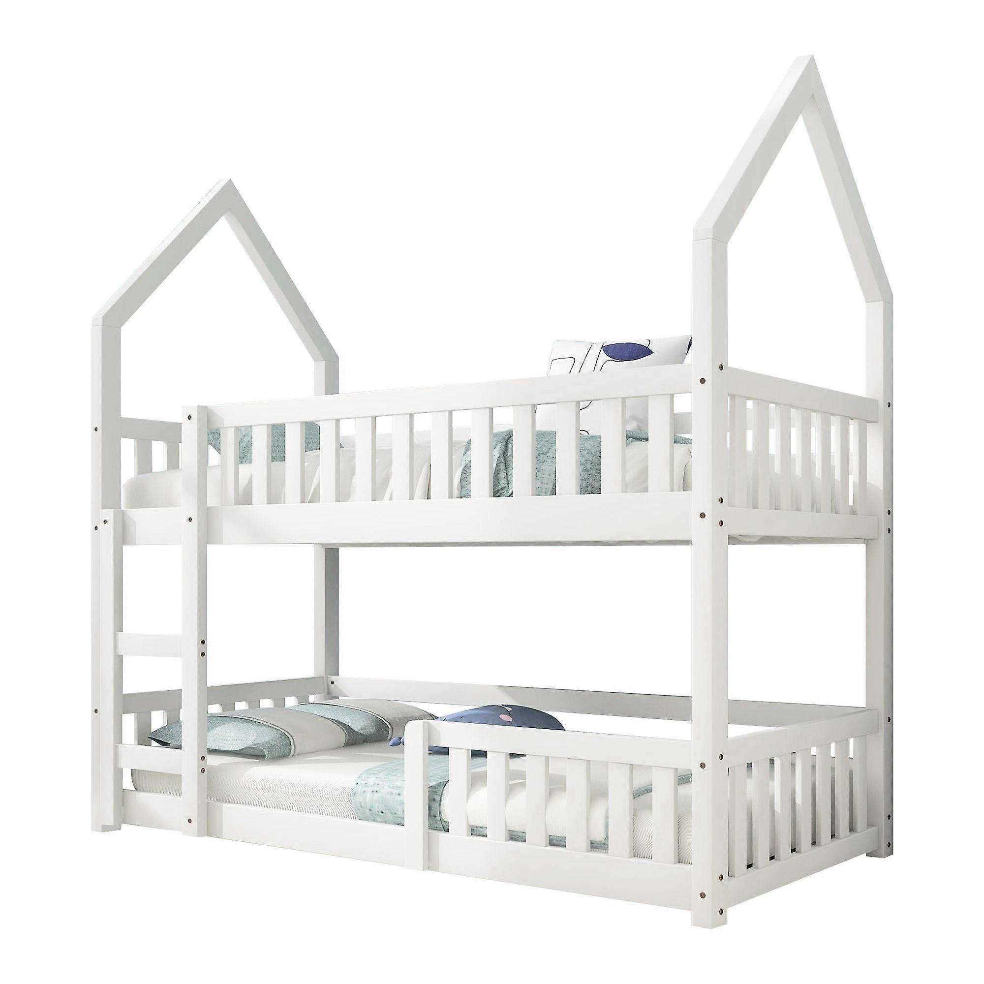 Twin Bunk Bed with Ladder Castle Shape for Children