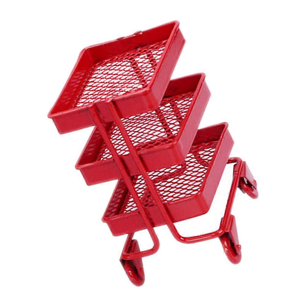 Mini Storage Cart for Decor Simulated Mini Cart with Red Iron