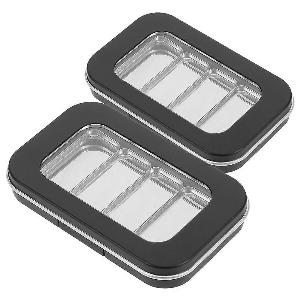 Magnetic Eyeshadow Tray Empty Box for Storage 2Pcs Compact Black Pallets