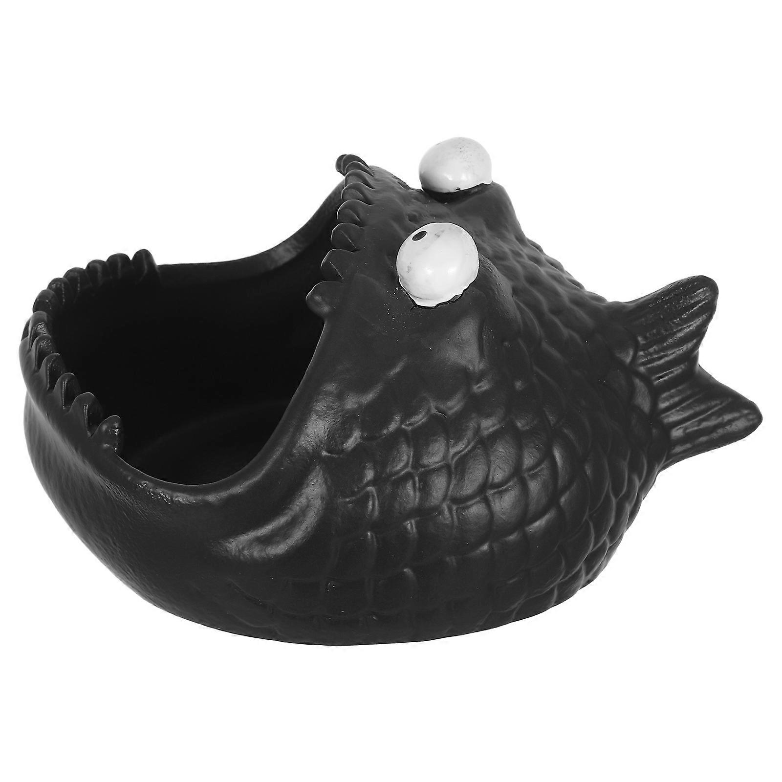 Funny Ceramic Ashtray Big Mouth Fish Windproof for Home Use