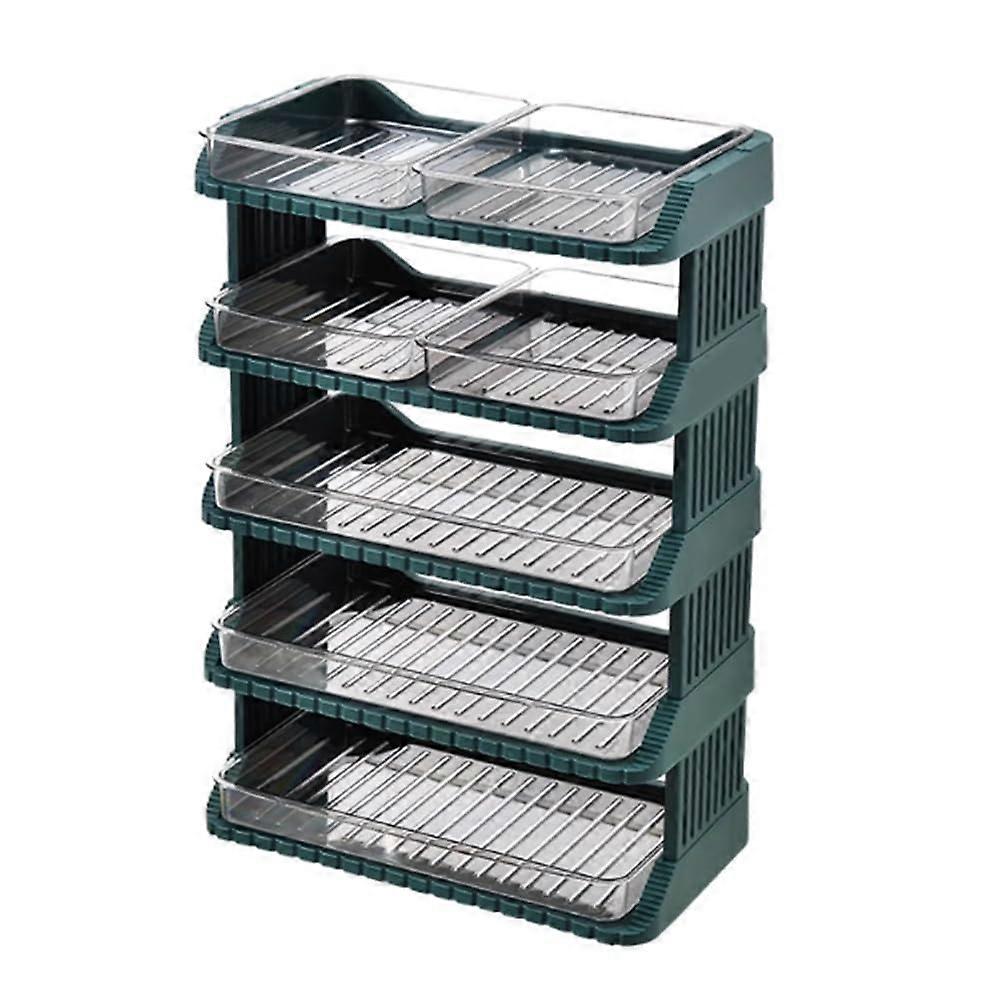 5Tier Kitchen Storage Rack with Removable Drainage Trays, SpaceSaving MultiLayer Organizer, Green
