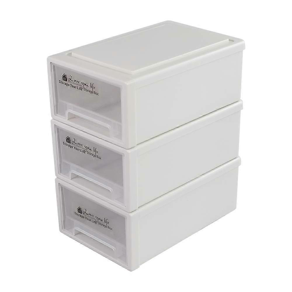 6 Quart Plastic Storage Drawers, Stackable Triple Layer Organizer for Closet or Desktop, 3 Pack