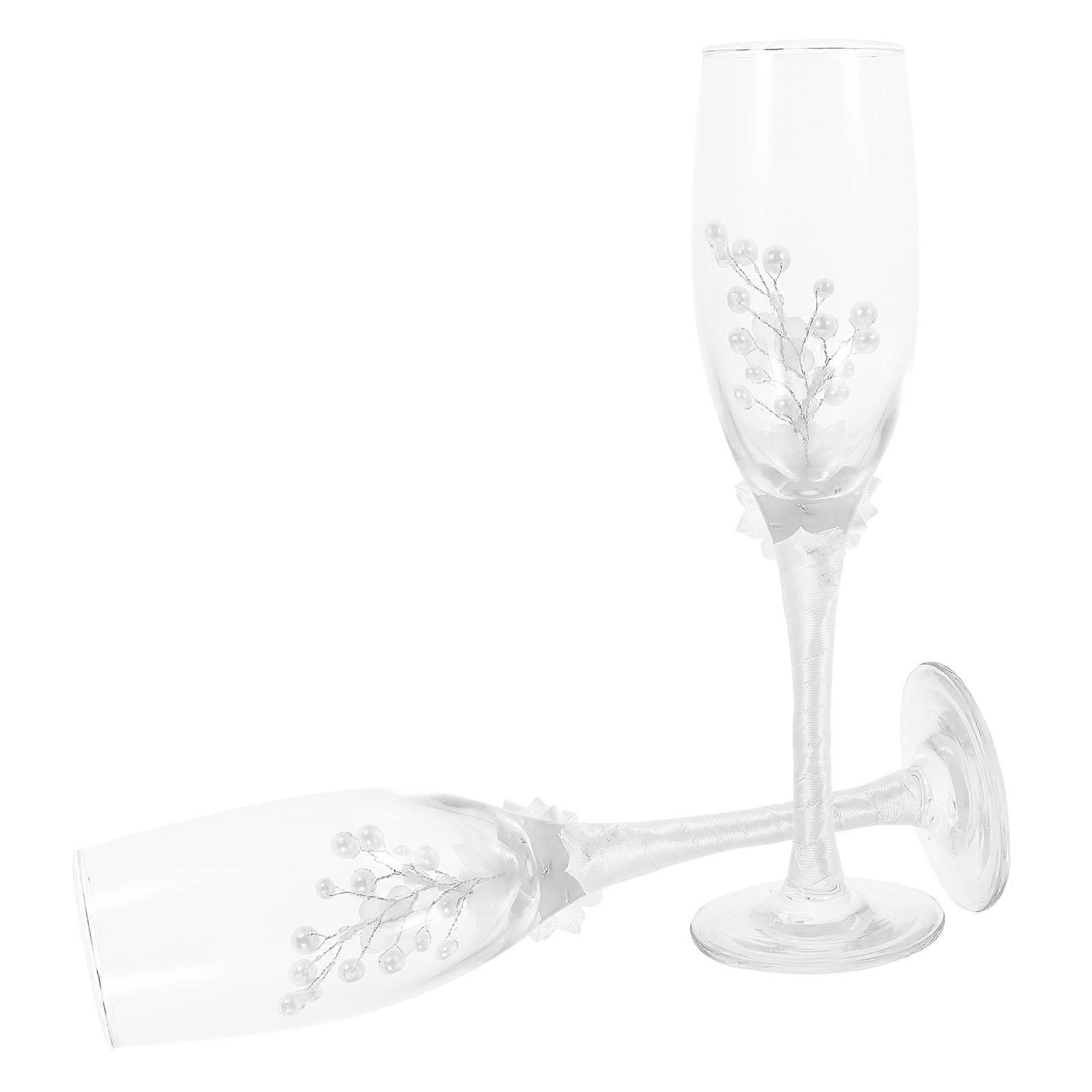 Wedding Drinkware White Satin Pearl 2Pcs for Storage Use