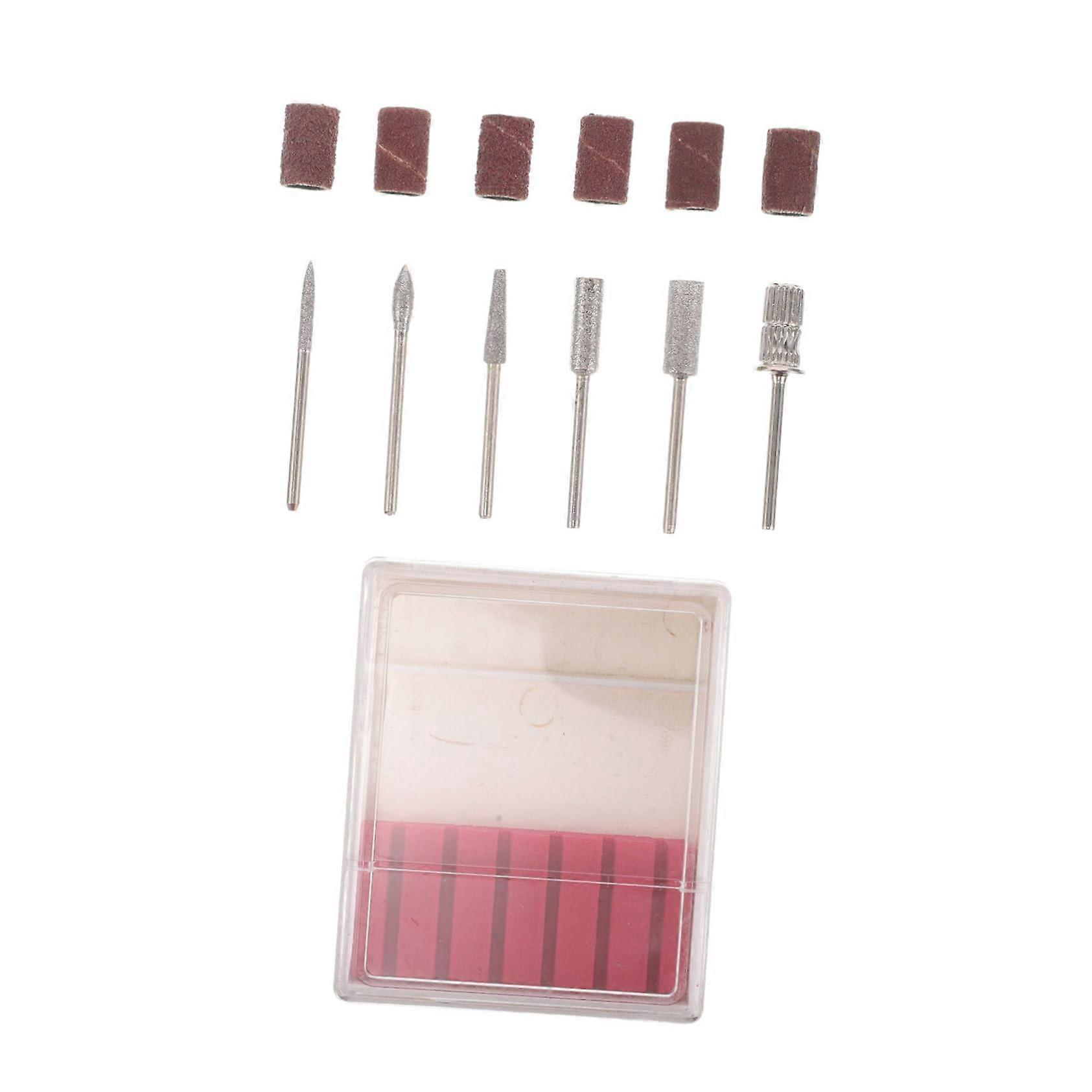 6Pcs Diamond Nail Drill Bits Set with Sanding Bands, Durable Surface for Manicure and Pedicure