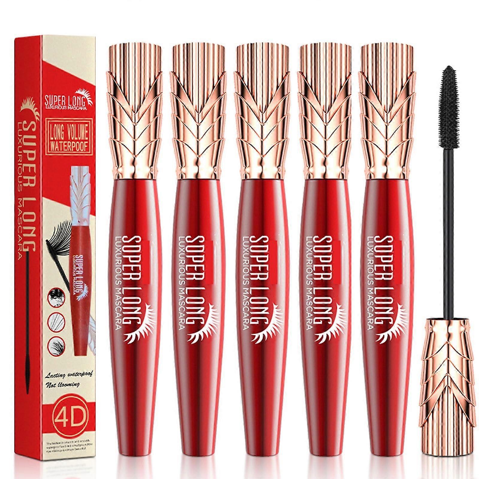 4D Waterproof Volumizing Mascara Set, Long Curl Hold, Clump Formula, 5Piece Value Pack